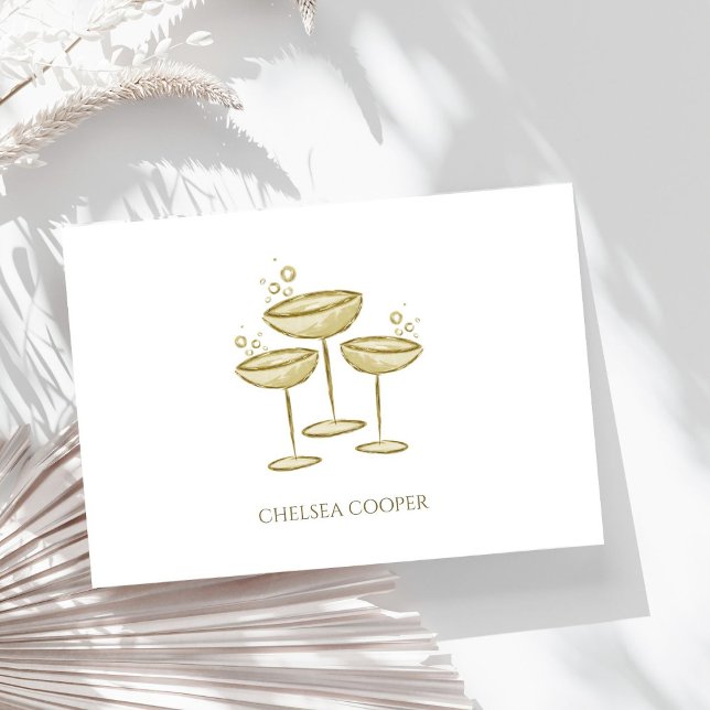 Personalized Stationary Gold Champagne Glasses Card (Creator Uploaded)