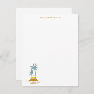 Personalized Stationery Beach Lovers Palm Trees Note Card