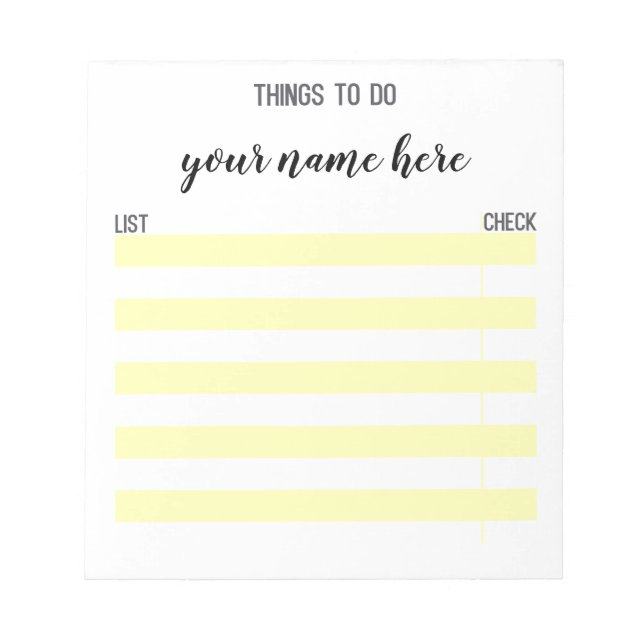 Personalized Stationery Checklist Notepad (Front)