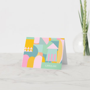 Personalized Stationery Cute Geometric Pastel Note Card