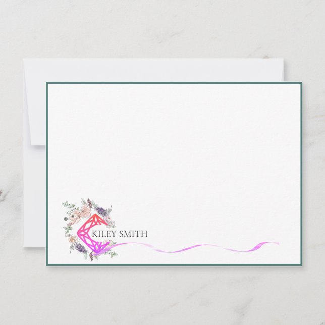 Personalized Stationery Elegant Modern Botanical Thank You Card (Front)