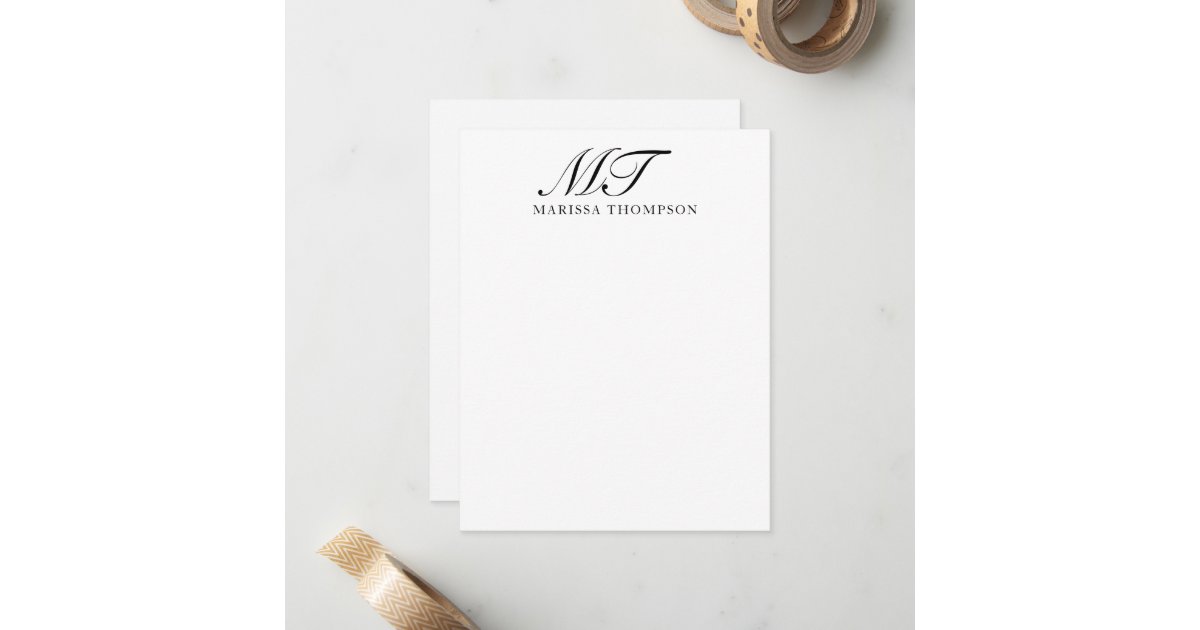 Personalized Stationery Elegant Script Monogrammed Note Card | Zazzle