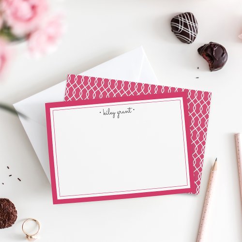 Personalized Stationery Flat Card  Raspberry