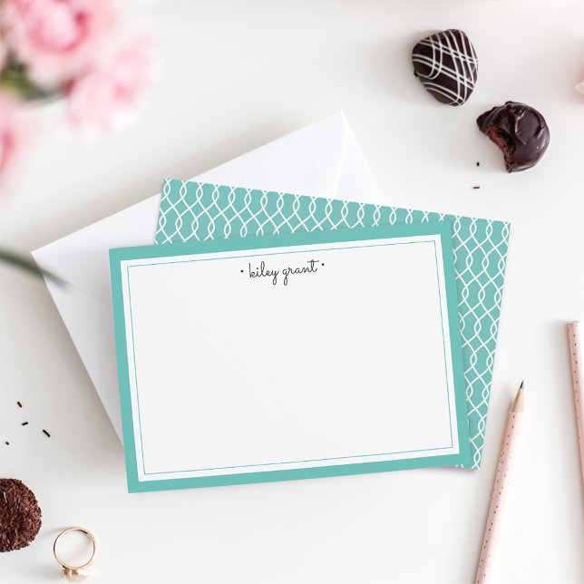 Personalized Stationery Flat Card | Turquoise (Creator Uploaded)