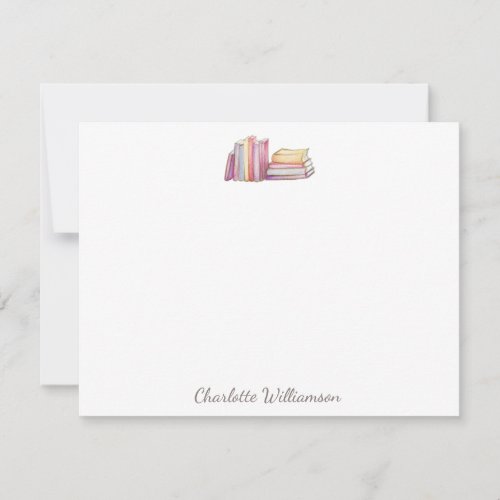 Personalized Stationery for Book Lovers Watercolor Note Card