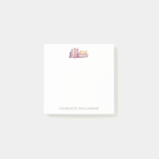 Personalized Stationery for Book Lovers Watercolor Post-it Notes (Front)
