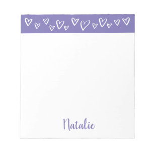 Personalized Stationery for girls custom hearts Notepad
