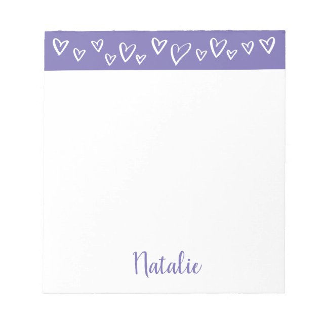 Personalized Stationery for girls custom hearts Notepad (Front)