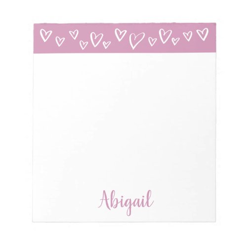 Personalized Stationery Hearts Lilac Purple Notepad