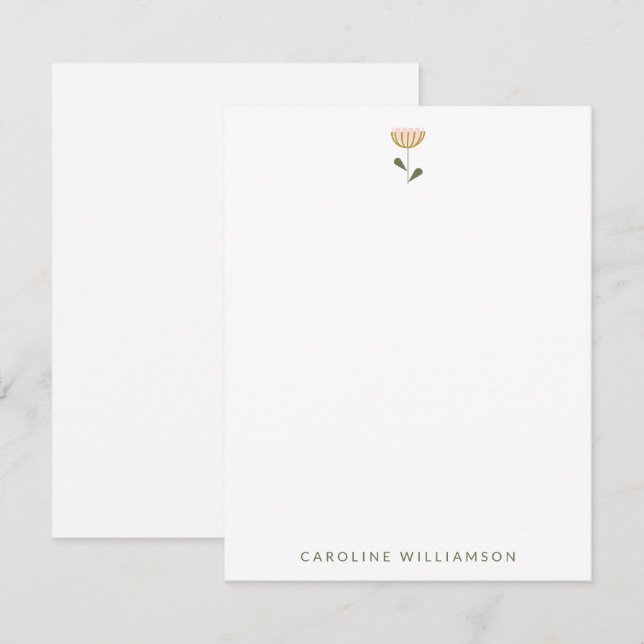 Personalized Stationery Minimalist Floral Stylish Note Card (Front/Back)
