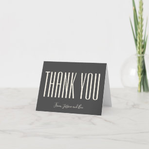 Personalized Stationery Modern Black Elegant Names Letterpress Thank You Card