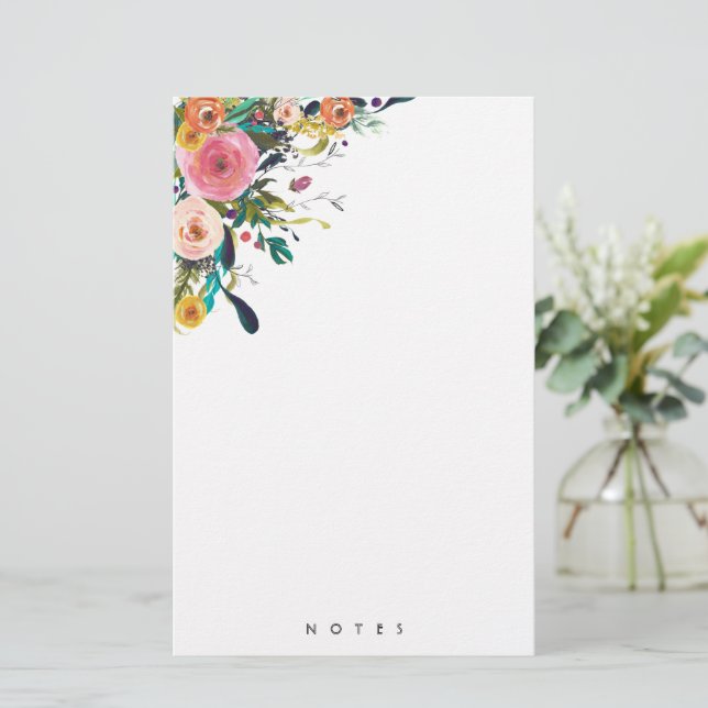 Personalized Stationery Multi Flower Floral Pink  (Standing Front)