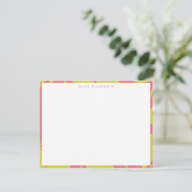 Personalized Stationery Name Bright Abstract Retro Note Card (Standing Front)
