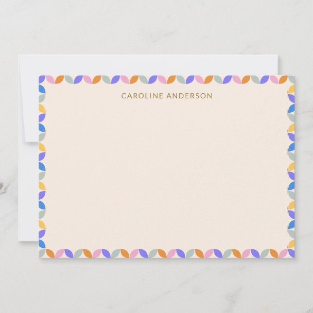 Personalized Stationery Name Bright Pastel Border Thank You Card (Front)