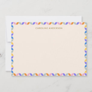 Personalized Stationery Name Bright Pastel Border Thank You Card
