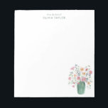 Personalized Stationery Name Hand-Painted Floral  Notepad<br><div class="desc">This soft botanical notepad features hand-painted pastel florals arranged in a simple vase for a gentle, calming look. The spacious layout gives plenty of room for daily notes, lists, or messages. Personalization at the top adds a thoughtful touch, making it useful for home, work, or gifting. Customize the name and...</div>