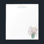 Personalized Stationery Name Hand-Painted Floral  Notepad<br><div class="desc">This soft botanical notepad features hand-painted pastel florals arranged in a simple vase for a gentle, calming look. The spacious layout gives plenty of room for daily notes, lists, or messages. Personalization at the top adds a thoughtful touch, making it useful for home, work, or gifting. Customize the name and...</div>