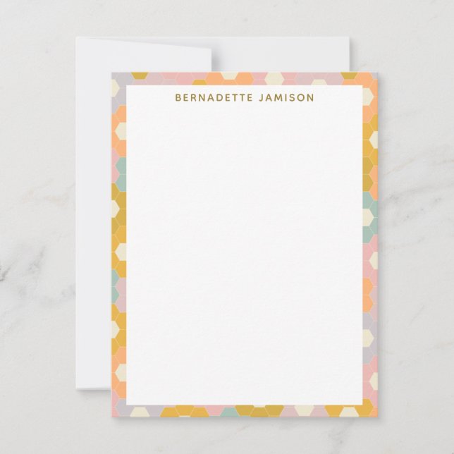 Personalized Stationery Name Vintage Pastel Border Note Card (Front)