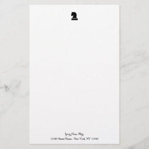 Personalized stationery paper with chess piece