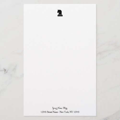 Personalized stationery paper with chess piece