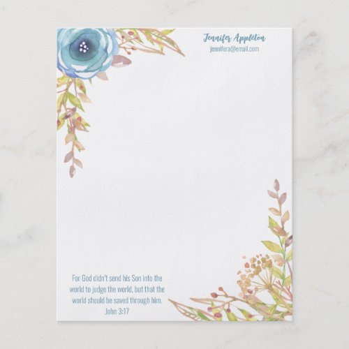 Personalized Stationery  Scripture  Dusty Blue Flyer