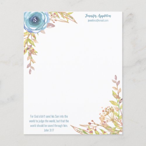 Personalized Stationery  Scripture  Dusty Blue Flyer