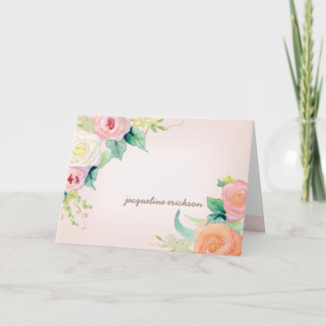Personalized Stationery Simple Modern Watercolor Note Card (Front)