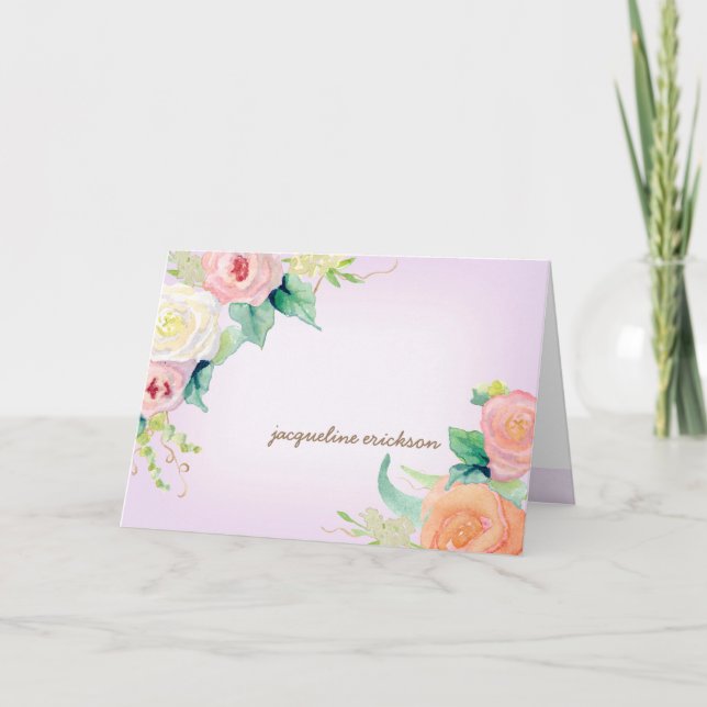 Personalized Stationery Simple Modern Watercolor Note Card (Front)
