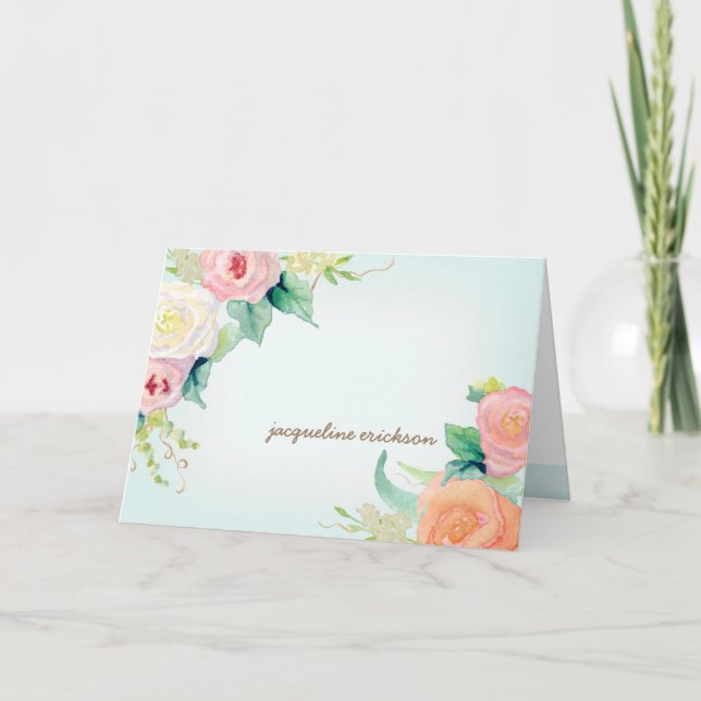 Personalized Stationery Simple Modern Watercolor Note Card (Front)