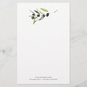 Personalized Stationery Watercolor Olive Branch