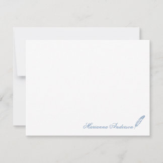 Personalized Stationery with Feather Writer Note Card