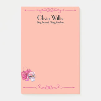 Personalized "Stay Focused. Stay Fabulous" Peach  Post-it Notes