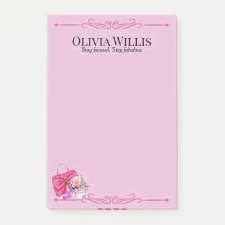 Personalized "Stay Focused. Stay Fabulous" Pink Post-it Notes