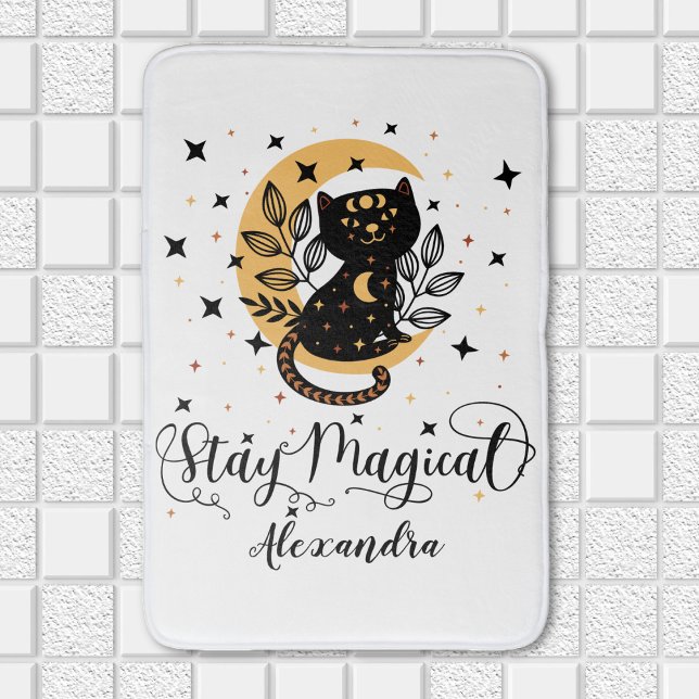 Personalized Stay Magical Cat Themed Bath Mat (Personalized Stay Magical Cat Themed Bath Mat)