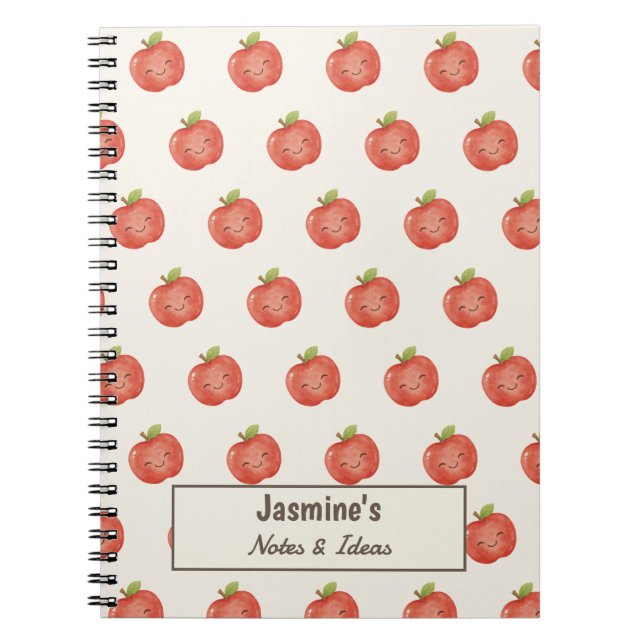 Personalized Stay Safe Lucky Apple Cute Watercolor Notebook (Front)