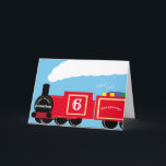 Personalized steam train 6th birthday card<br><div class="desc">Personalized steam train 6th  birthday card.
Perfect for train lovers,  sons or grandsons when they are celebrating turning six.  
To customize the name,  age or inside message,  click personalize.
Further card colors are also available in this railway inspired range.</div>