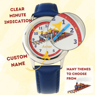 Personalized Steam Train Kids Learn to Tell Time Watch