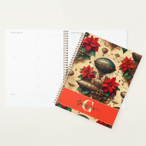 Personalized Steampunk Airship with Poinsettia Planner