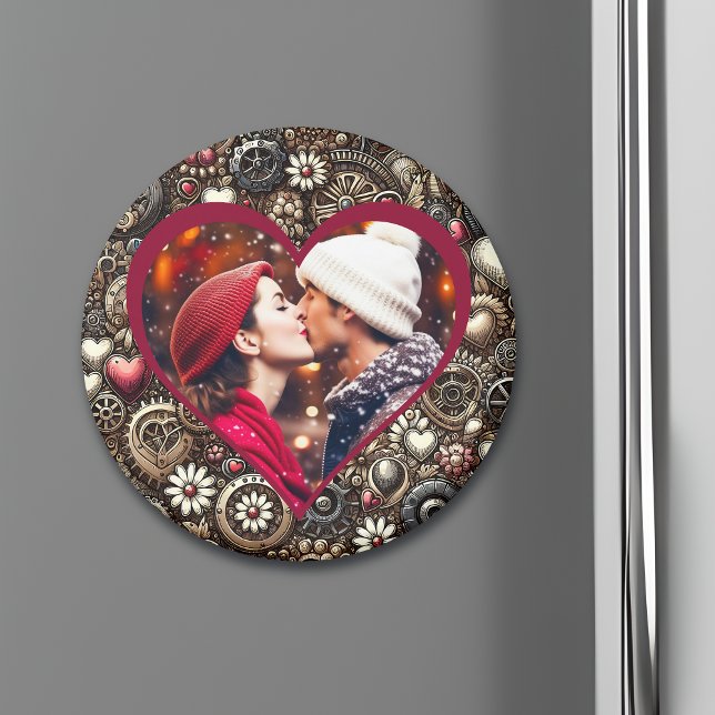 Personalized Steampunk Hearts, Flowers and Gears Magnet (Creator Uploaded)