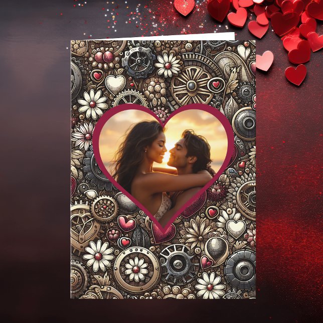 Personalized Steampunk Hearts Valentine's Day Card (Creator Uploaded)