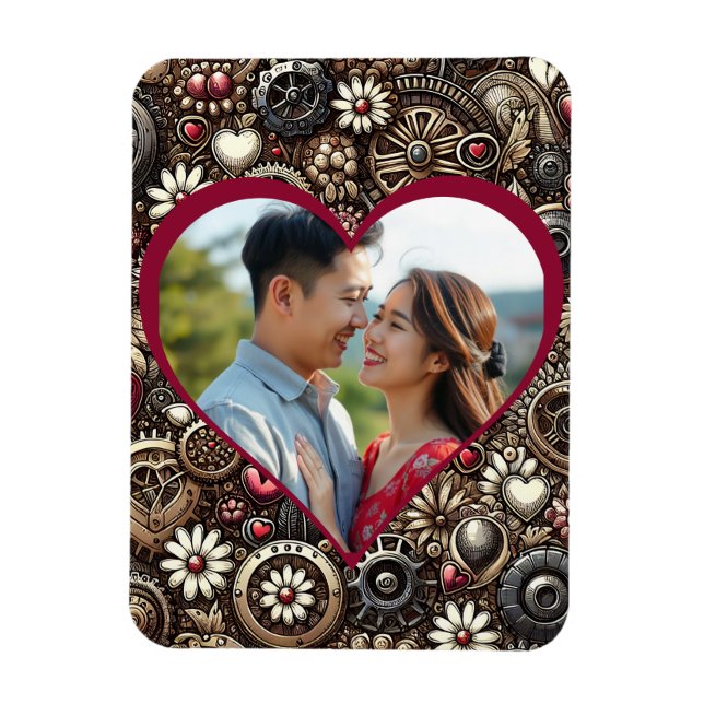 Personalized Steampunk Hearts Valentine's Day Magnet (Vertical)