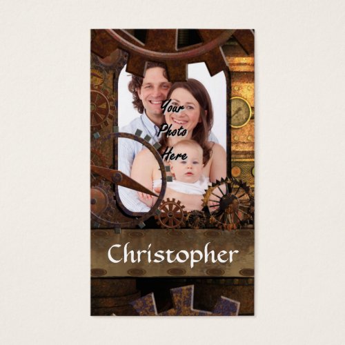 Personalized steampunk machinery business card