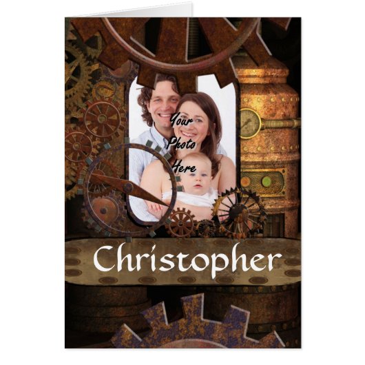 Personalized steampunk machinery cards (Front)