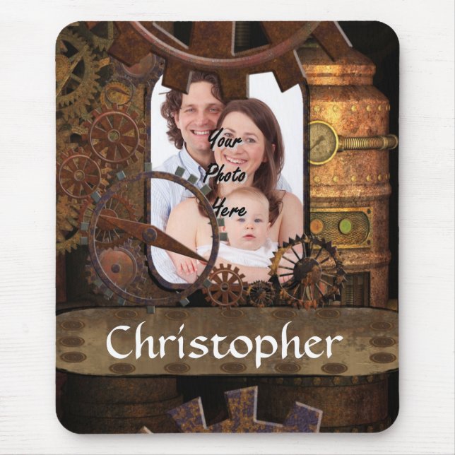 Personalized steampunk machinery mouse pad (Front)