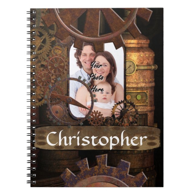 Personalized steampunk machinery notebook (Front)