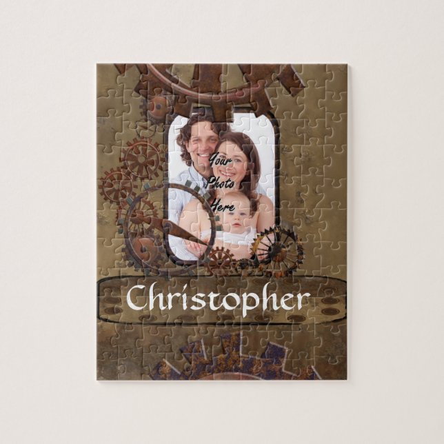 Personalized steampunk photo template jigsaw puzzle (Vertical)