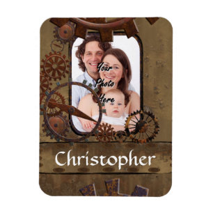 Personalized steampunk photo template magnet
