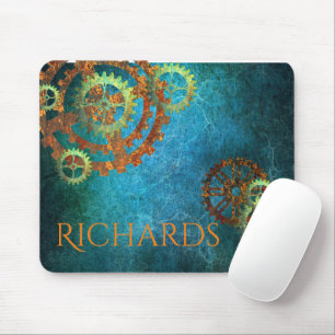 Personalized Steampunk Rusty Gears Mouse Pad