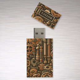 Personalized Steampunk Wood Flash Drive with Name