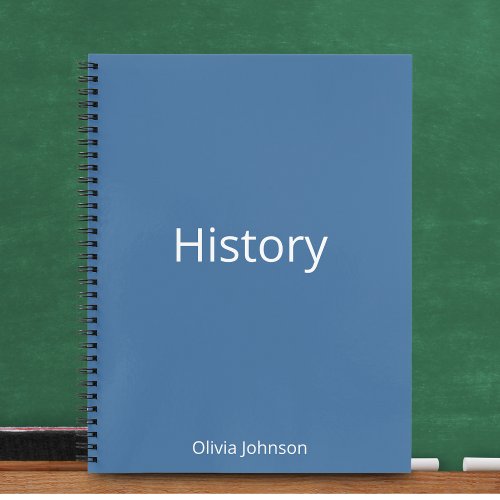 Personalized Steel Blue History Educational   Notebook